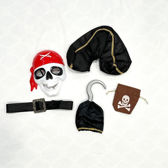 Children's Skeleton Pirate 5pc Halloween Accessories Cosplay Costume - Picture 1 of 10